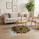 Vintage Golden Floral Mandala Area Rug