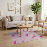Pink Pink Fluid Swirl Abstract Area Rug