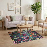 Pink Spotted Beetles Roses Area Rug