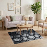 Modern Grey Fractured Hexagon Area Rug