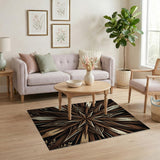 Distressed Brown Mandala Starburst Area Rug