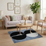 Yin-Yang Cat Silhouette Geometric Area Rug