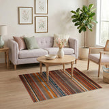 Southwestern Striped Area Rug in Rust Orange Navy