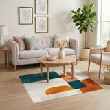 Geometric Modern Blue and Teal Blue Teal Geometric Area Rug