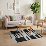 Bold Black White Geometric Striped Geometric Modern Area Rug