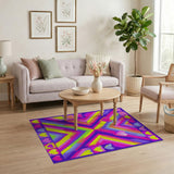 Rainbow Hearts Chevron Multi-Color Area Rug