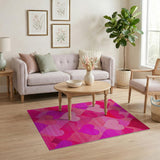 Pink Hearts Geometric Area Rug