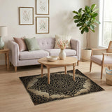 Black and White Ornate Mandala Distressed Vintage Area Rug