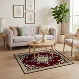 Elegant Red Floral Medallion Area Rug