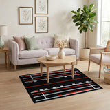 Bold Red White Geometric Modern Area Rug