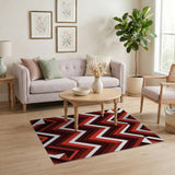 Bold Red Chevron Zigzag Geometric Modern Area Rug