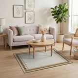 Brown Tan Multi-Layered Border Area Rug