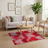 Bold Red Hearts Geometric Area Rug