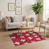 Festive Dancing Snowmen Red Area Rug