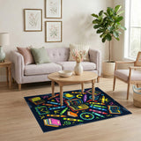 Vibrant Kids Educational Area Rug with Crayons