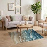 Ocean Waves Crashing Coastal Area Rug