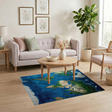 ODIKA World Map Topography Area Rug - Washable Non-Slip Low Pile Rug for Living Room & Playroom