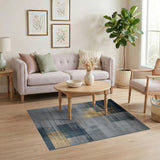 Navy Gold Geometric Abstract Area Rug