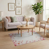 Pink Cherry Blossom Floral Border Rug