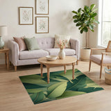 Layered Green Banana Leaf Area Rug