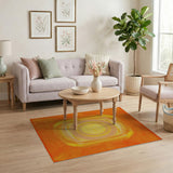 Vibrant Orange Sunburst Geometric Area Rug