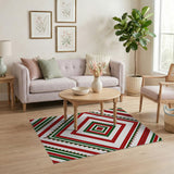 Bold Red Green Geometric Southwestern Area Rug