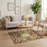 Red Floral Border Area Rug
