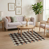 Maple Leaf Plaid Area Rug in Beige