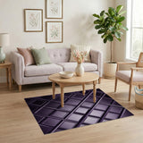 Purple Geometric Diamond Grid Area Rug
