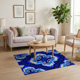 Blue Teal Geometric Modern Geometric Modern Area Rug