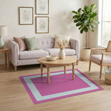 Vibrant Pink Framed Geometric Area Rug