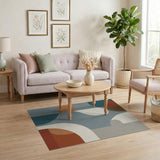 Abstract Teal Rust Geometric Area Rug