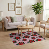 Pink Poinsettia Floral Area Rug