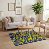 Blue Swirl Abstract Yellow Area Rug