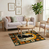 Black Cat Sunset Floral Area Rug