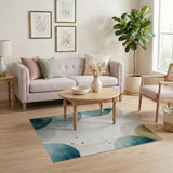 Teal Gold Abstract Geometric Circle Area Rug