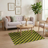 Vibrant Yellow Navy Hexagon Geometric Rug