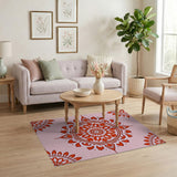 Traditional Persian Pink Ornate Pink Mandala Area Rug