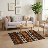 Southwestern Geometric Brown Tan Brown and Tan Area Rug