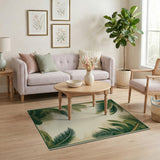 Coastal Palm Frond Border Area Rug
