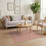 Orange Orange Grid Geometric Modern Area Rug