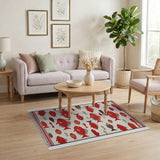 Vibrant Red Fish Flatweave Area Rug