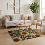 Glowing Sunflowers Pink Cosmos Area Rug