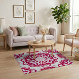 Coastal Beach Pink Pink Seashell Coastal Area Rug
