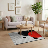 Bold Red Circle Geometric Abstract Area Rug