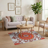 Red Traditional Persian Ornate Red Mandala Persian Area Rug