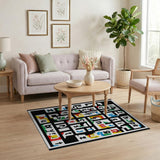 Multi-Color Alphabet Maze Geometric Area Rug