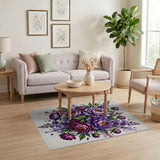 Purple Peony Watercolor Bouquet Area Rug