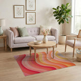 Multi-color and Patterns Wavy Sunset Abstract Area Rug
