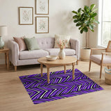 Vibrant Purple Zigzag Geometric Area Rug